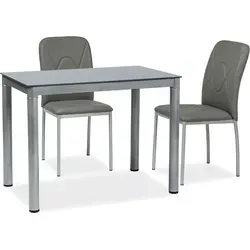 Esstisch Küchentisch Galant 100x60x75cm - Wählbare Farben - Moderner Esstisch mit elegantem Design. Erhältlich in Weiß, Schwarz, Creme und Grau. Die gehärtete Glasplatte und das stabile Metallgestell machen ihn ideal für jeden Essbereich.