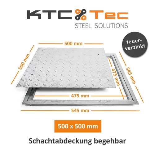 Produktbild SA-50 Stahl Schachtabdeckung verzinkt, 500 x 500 mm
