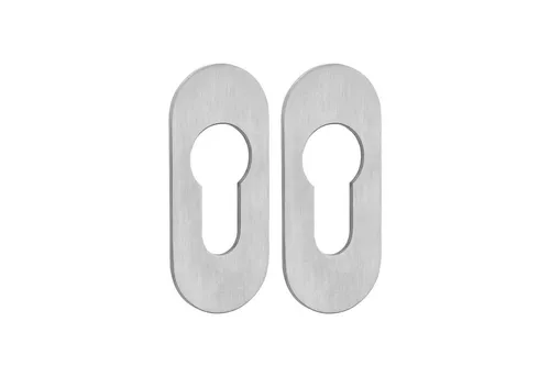 SO-TECH® Türbeschlag selbstklebende Edelstahl Tür-Rosetten mit 3M-VHB-Klebepad (2 St), PZ-Kleberosetten oval 65 x 28 x 2 mm satiniert
