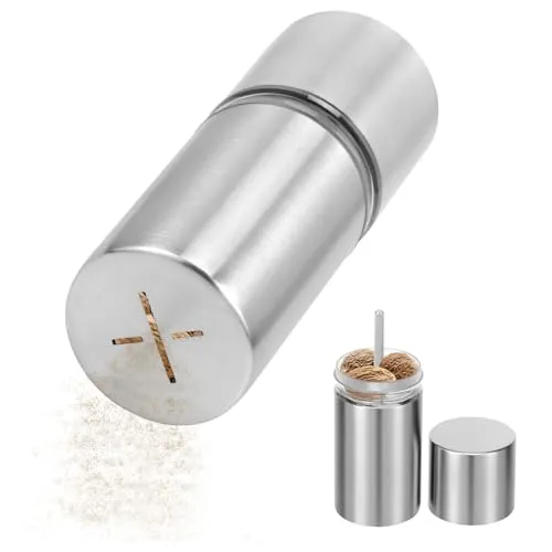 Edelstahl Muskatnuss Mühle mit Vorratsbehälter – Handliche Gewürzmühle für Küche und Cafés