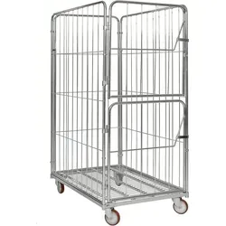 Gitterrollwagen mit 2-tlg Tür, 600 kg Tragfähigkeit - Robuster Gitterrollwagen mit zweigeteilter Tür und 600 kg Tragfähigkeit. Ideal für vielseitige Anwendungen, ausgestattet mit stabilen Lenkrollen für einfache Manövrierbarkeit.