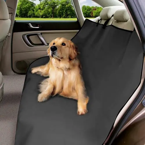 URAQT Universal Kofferraumschutz, 600D Oxford Wasserdichter Kofferraumdecke Hundedecke Auto Schwarz Autoschondecken für Hunde Hundedecke Auto Rückbank Kommt mit 4 Kopfstützengurten 145cm x 125 cm