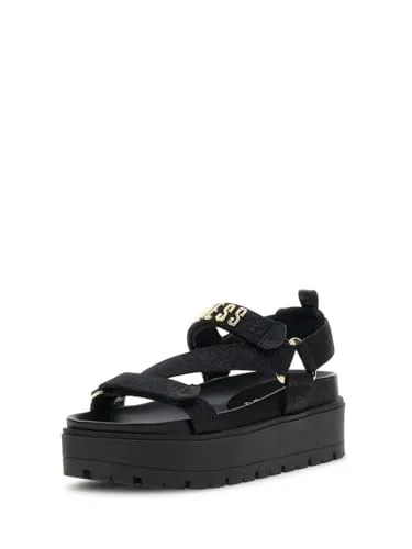 Guess Damen Sandale Fetta schwarz - Größe 40 EU - Stylische Sandale in Schwarz, ideal für den Casual-Look. Mit klettbarem Verschluss und offenem Design für optimalen Tragekomfort.