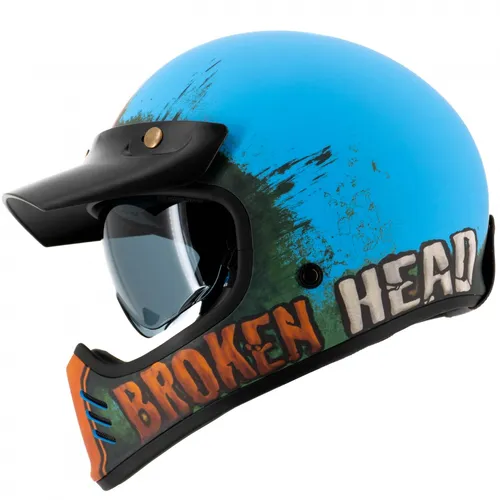 Broken Head Retro Helm Rusty Rider Blau-Orange XXL