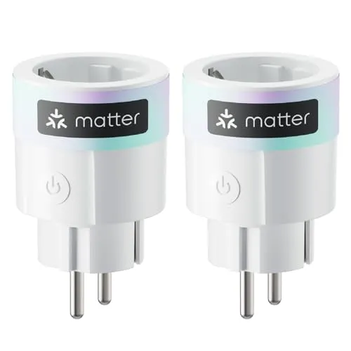 SwitchBot Plug Mini 2er Pack, Matter-fähig mit Leistungsüberwachung, WLAN Steckdose kompatibel mit Alexa, Google Home, Apple Home und Home Assistant (über Matter), Sprach- & App-Steuerung, 16A Type F