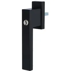 MS Beschläge Abschließbar pulverbeschichtet Fenstergriff Alugriff 45° - Fenstersicherungen mit exklusivem Design in Schwarz. Dieser abschließbare Fenstergriff bietet Einbruchschutz und eine einfache Bedienung mit Knopfdruck. Ideal für Sicherheit und Stil in Ihrem Zuhause.