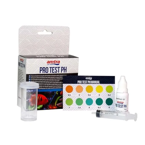 Amtra PRO PH-Test für Aquarien, einfache und schnelle Qualitätskontrolle, für Süß- und Salzwasser, mit Referenzskala, bis zu 130 Tests