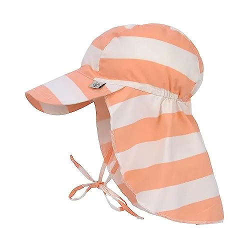 LÄSSIG Splash & Fun Baby und Kleinkind Sonnenhut mit Langen Nackenschutz mit UV-Schutz Stripes Milky/Peach 3-6 Monate