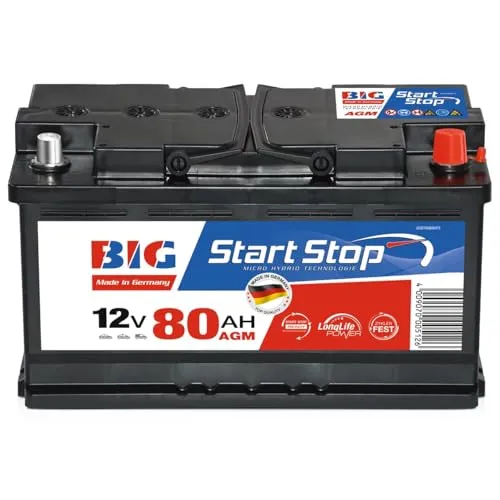 BIG Start-Stop AGM 12V 80Ah Autobatterie – Premium Starterbatterie für moderne Fahrzeuge