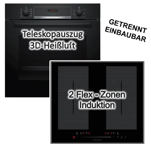 BOSCH Backofen-Set HERDSET XXLBackofen Teleskopführung + Induktionskochfeld 60cm EEK A