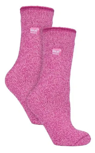 HEAT HOLDERS 2er Pack Damen Socken Merinowolle Dick Thermo Socken Verstärkte Warme Outdoor (37-42, Rosa)
