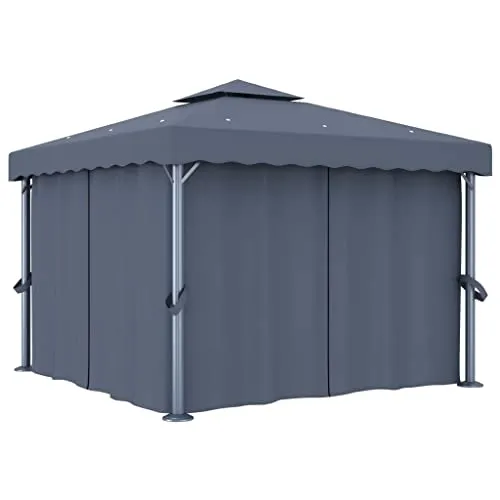 Produktbild vidaXL Doppeldach Pavillon mit Vorhang 3x3m