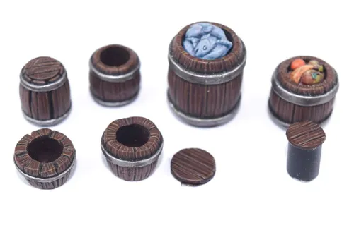 WWG Fantasy Village Set von Fässer - 28mm Fantasie Tabletop Gelände Modell