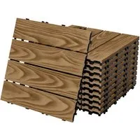 ML-Design 22xWPC Terrassenfliesen - Teak Balkonfliese 30x30 cm - Fliesen für Balkon und Terrasse, einfaches Verlegen mit Stecksystem, wetterbeständig und pflegeleicht für ein natürliches Ambiente.