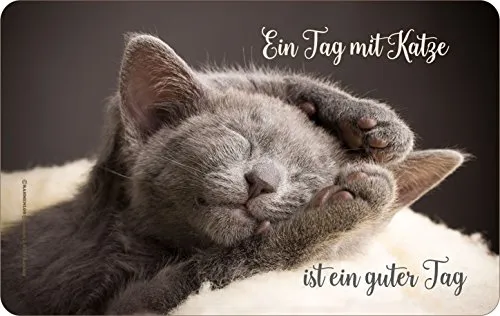 Original RAHMENLOS® Frühstücksbrettchen Schneidbrettchen: Ein Tag mit Katze ist ein Guter Tag