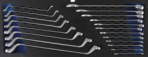 BGS 3342 | Schaumeinlage für Doppel-Ring, Ring-Maulschlüssel-Satz | 20-tlg. - Werkzeug-Sets mit 20-teiligem Satz aus gehärtetem Chrom-Vanadium-Stahl, ideal für präzises Arbeiten in Werkstätten und Heimwerken. Passend für Werkzeugkoffer Art. 3312 und 3318.