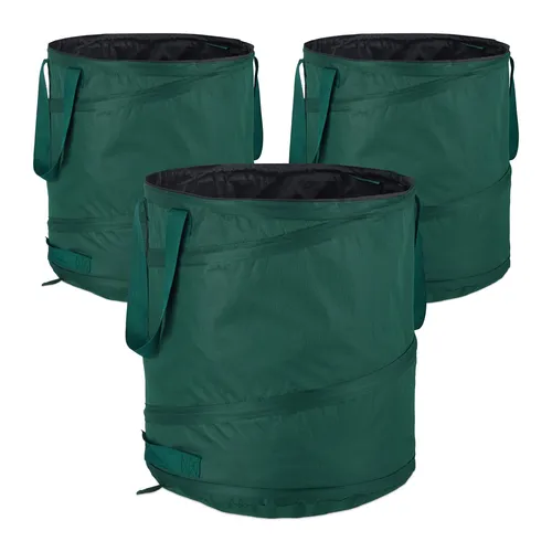 Laubsack 3er Set - Gartenabfallsack Grünschnittbehälter - Gartenabfallsäcke, 3 Stück im Set, zusammenklappbar und platzsparend, ideal für effiziente Gartenarbeit.