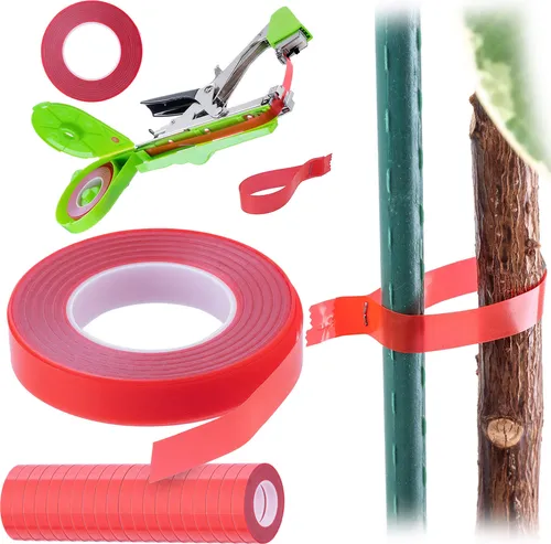KADAX Garten-Tackerband-Set, 11 mm x 25 m, rot, 20-teilig