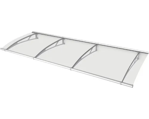 Gutta Typ L Pultvordach Edelstahl 270 x 95 cm - Außenanbau: Schützen Sie sich vor Wind und Wetter mit diesem edlen Pultvordach aus Edelstahl und Acrylsicherheitsglas, das jedem Hauseingang einen stilvollen Akzent verleiht.