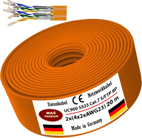 20m CAT7 Duplex UC900SS23 Daten-Netzwerk-Verlege-Kommunikationskabel Halogenfrei