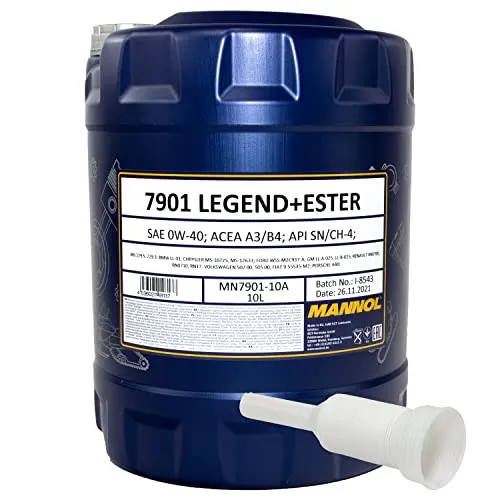 Motoröl Motor Öl vollsynthetisch MANNOL Legend+Ester 0W-40 API SN/CH-4 10 Liter mit Ausgießer