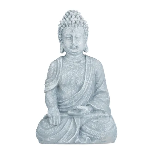 Relaxdays Buddha Figur sitzend, 40 cm hoch in grau von Relaxdays