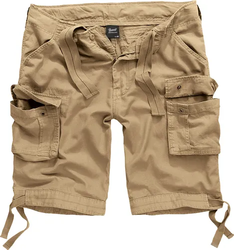 Brandit Urban Legend Shorts - Beige, Größe S für Männer - Herren-Shorts aus gewaschener Baumwolle mit 2 schrägen Einschubtaschen und praktischem Tunnelzug für optimalen Tragekomfort.