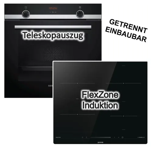 Herdset Siemens Backofen ecoClean + Gorenje Induktionskochfeld autark 60cm NEU