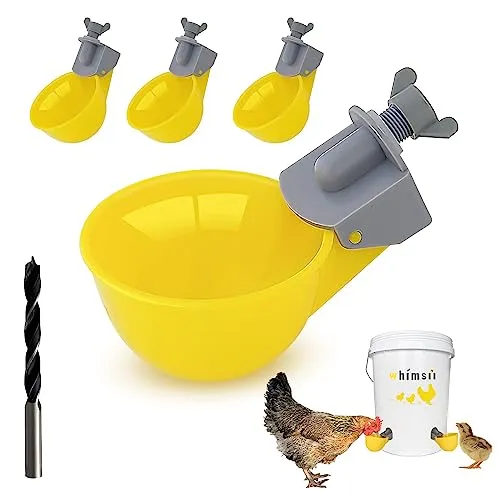 Hühner-Wasserbecher-Feeder, automatischer Hühnertränke, Anti-Leck-System, hält 50% mehr Wasser, geeignet für Küken, Huhn, Ente, Wachtel, Kaninchen 4 Tassen