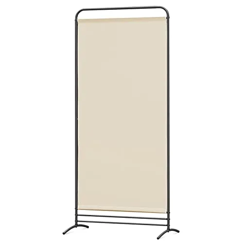 Angel Living Klappbarer Paravent Raumteiler, 81x50x180cm - Paravent in Weiß/Beige, freistehend und ideal als Sichtschutz, perfekt für Wohnräume oder Büros.