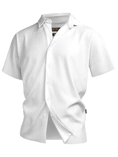 Indicode Herren INLamgo Kurzarmhemd gestreift - Offwhite, XL - Stylisches kurzärmliges Hemd mit Kent-Kragen und entspannter Passform. Der elegante Stoff sorgt für Komfort an warmen Tagen und lässt sich vielseitig kombinieren – ideal für legere und schicke Anlässe.