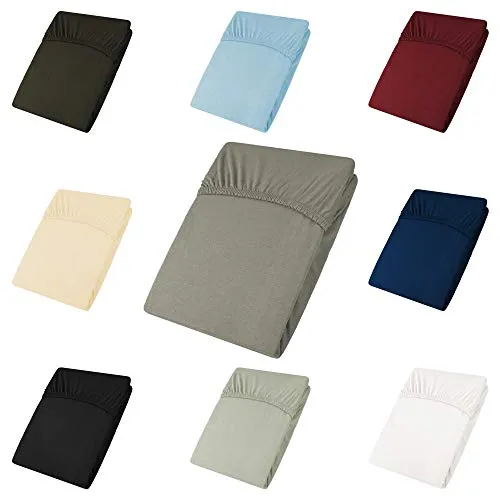 CelinaTex Active Topper Spannbettlaken 90x200-100x200 cm dunkel grau Baumwolle Bettlaken Jersey Laken