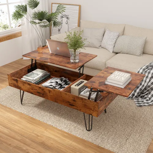 Gunuss höhenverstellbarer Couchtisch 120x50x56 cm mit Ablagefach