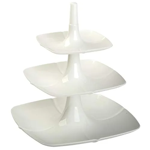 stöckige Etagere Kuchenständer Tortenplatte Tortenhalter Kunststoff weiß 3