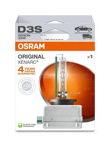 OSRAM D3S Glühlampe für VW, MERCEDES-BENZ, AUDI - Frontscheinwerfer mit 3200 lm Lichtstrom, ideal für Fahrzeuge mit Xenon-Licht und automatischer Leuchtweitenregulierung, sorgt für optimale Sicht bei Nacht.