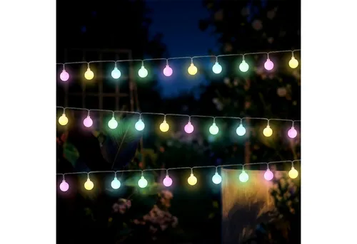 Spetebo LED-Lichterkette Lichterkette 290 cm für Außen mit 30 mini Kugeln, 30-flammig, Automatische Einschaltung bei Dämmerung