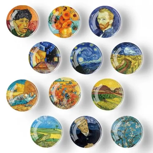 Stücke Berühmte Lehrerölmalerei Kühlschrankmagnete, Magnete Kinder, Kühlschrank Magnete, Magnete Kühlschrank, Magnete Kinder Geeignet für Whiteboards, Kühlschränke, Fotos Usw (Runde/30 Mm) 12