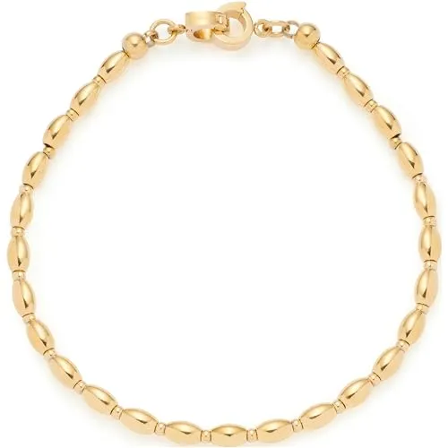 JEWELS BY LEONARDO Armband Clip & Mix Lori - Armband aus goldfarbenem Edelstahl mit ovalen Perlen, ideal zum Kombinieren von Charms. Allergikerfreundlich und langlebig dank hochwertiger Ionenplattierung.