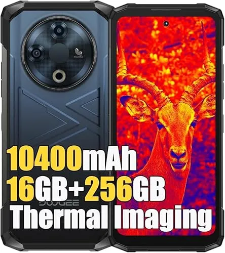 DOOGEE Fire 6 Thermique Téléphones Portables Débloqués 4G Robustes, 16 Go + 256 Go, 10400 mAh/18W Smartphone, 50 MP + 8 MP, 6,56 Pouces, NFC/Face ID, Téléphone Indestructible Bleu