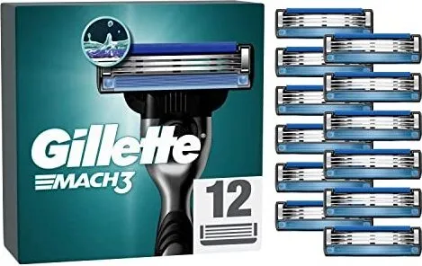 Gillette MACH3 Rasierklingen Original - 12 Stück - Nassrasierer für Herren, 12 hochwertige Rasierklingen aus rostfreiem Stahl für ein sanftes und gründliches Rasiererlebnis.