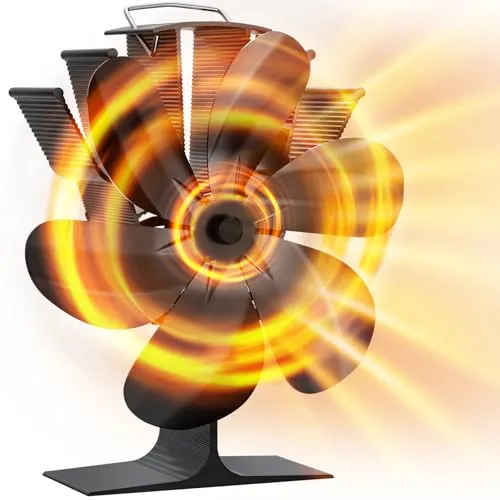 DZKKIUR Kaminventilator ohne Strom – 6-Blatt Ofenventilator, wärmebetriebener Ventilator für Kamin, Holzofen & Ofenheizung, leise Luftzirkulation ohne Energieverbrauch
