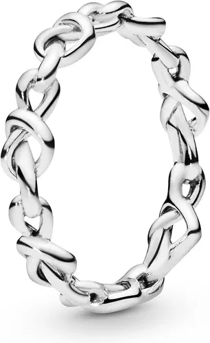 PANDORA Knotenherzen Ring aus Sterling-Silber, Größe: 54 - Ringe für Damen, zeitloser Bandring mit verknoteten Herzen, symbolisiert Unzertrennlichkeit und verleiht deiner Ringsammlung zusätzliche Tiefe.