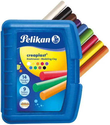 Pelikan Kinder Bastel Knete 14 Stangen 9Farben Knetmasse Modelliermasse Box blau