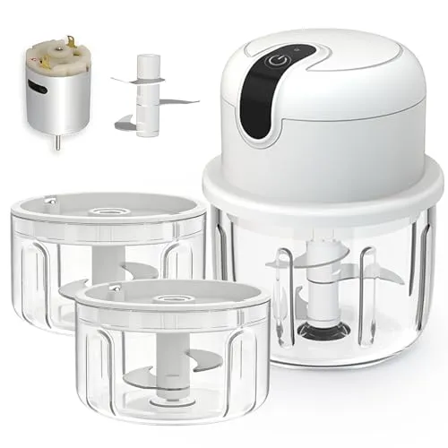 Zwiebel Zerkleinerer, 250ML Zwiebelzerkleinerer Elektrisch, Multizerkleinerer mit USB-Anschluss, 3 Klingen aus Edelstahl, Zwiebelschneider für Zwiebeln, Obst, Nüsse, Fleisch, Knoblauch