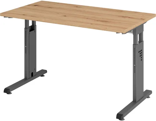 Hammerbacher C-Fuß Schreibtisch 120x67cm - Kinderschreibtische mit Asteiche-Oberfläche, höhenverstellbar von 65-85 cm für ergonomisches Arbeiten und optimale Anpassung an das Wachstum Ihres Kindes.