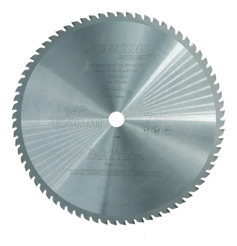 Jepson HM-Sägeblatt Drytech D=355 x 25,4 x 2,2 mm 72Z für Stahl und Inox - 600580