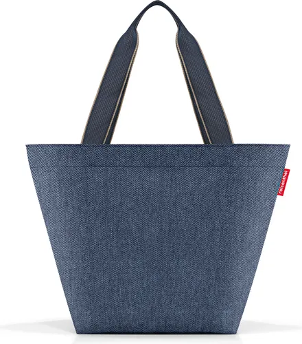reisenthel Shopper M Ferringbone Dunkelblau - Damen-Shopper mit attraktivem Fischgrätenmuster, geräumig und aus robustem Material für den täglichen Gebrauch.