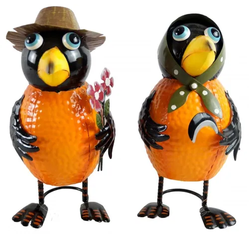 Rabenpaar Florine & Flori in orange von Gartenursel