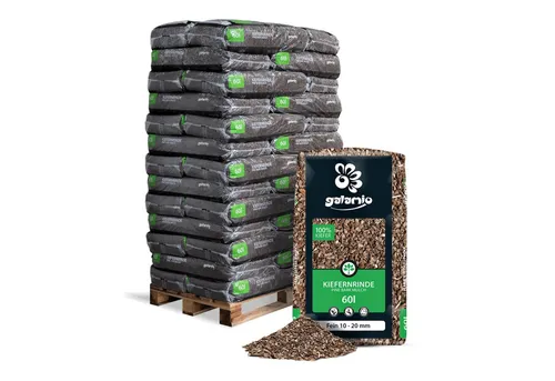 GALAMIO Rindenmulch Kiefer Fein - Palette mit 39 St. - Rindenmulch für Garten und Landschaftsbau, ideal zur Unkrautbekämpfung und Bodenverbesserung.