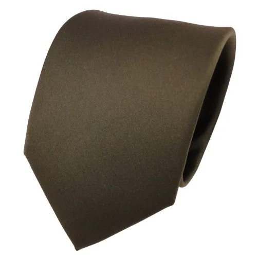 TigerTie Designer Satin Krawatte in oliv grün dunkelgrün einfarbig uni